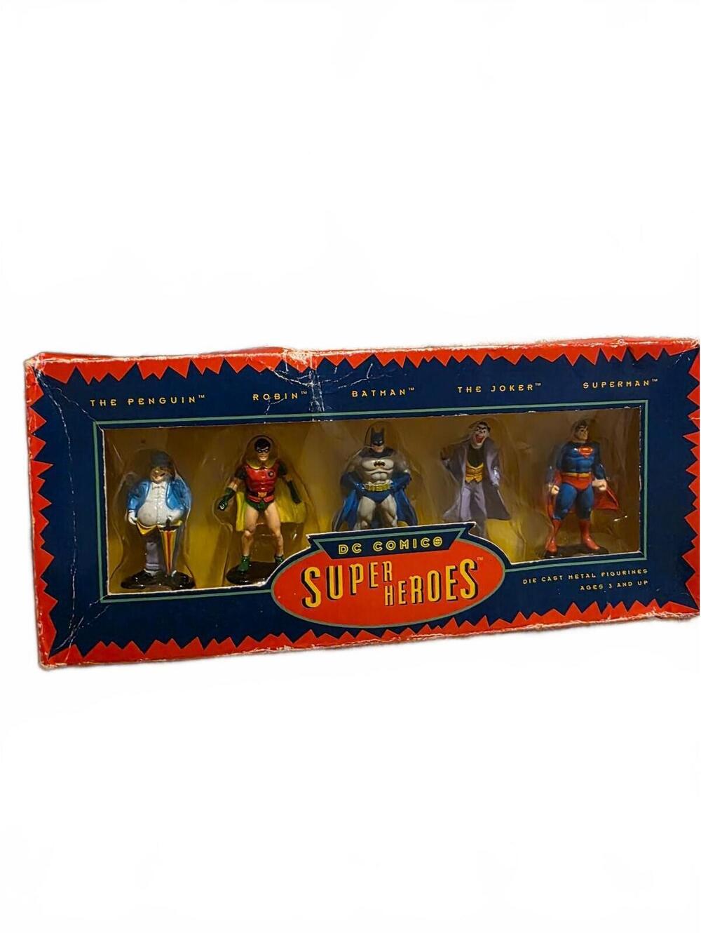DC Comics Super Heroes Die Cast Metal Figurines Set - The Penguin, Robin, Batman